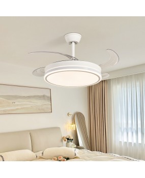 Smart home bedroom fan light, modern and simple LED, children's room eye protection, silent and flicker free ceiling fan light, casa