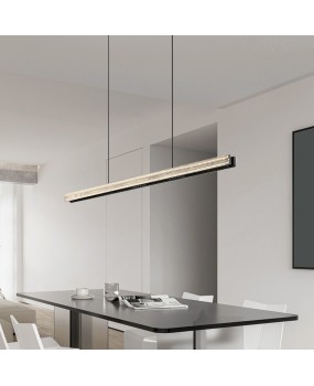 Italian minimalist restaurant pendant light, modern minimalist Nordic high-end all copper bar counter, black long strip design with a sense of linear light