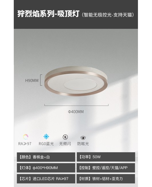 Bedroom ceiling light full spectrum eye protection modern minimalist new high-end feeling book homeowner bedroom light