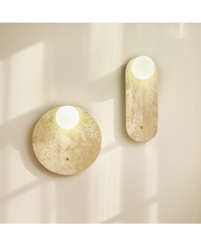 Yellow cave stone Japanese wabi sabi style bedroom headboard Nordic cream style living room designer retro wall light