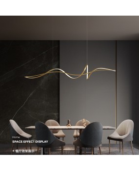 All copper modern minimalist restaurant pendant light Italian minimalist light luxury bar designer artistic Nordic dining table strip light