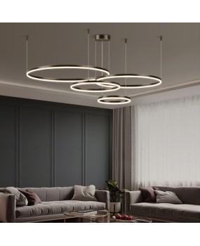 All copper Italian minimalist living room pendant light, modern minimalist and atmospheric eye protection bedroom dining room light, circular and creative lighting fixtures