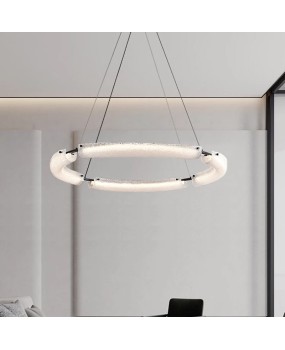 Minimalist luxury circular living room pendant light, modern minimalist Italian restaurant, all copper frosted glass bedroom smart lighting fixtures