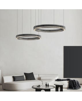 Italian designer's luxurious and atmospheric circular living room glass chandelier, creative and personalized villa model room bedroom lighting fixtures