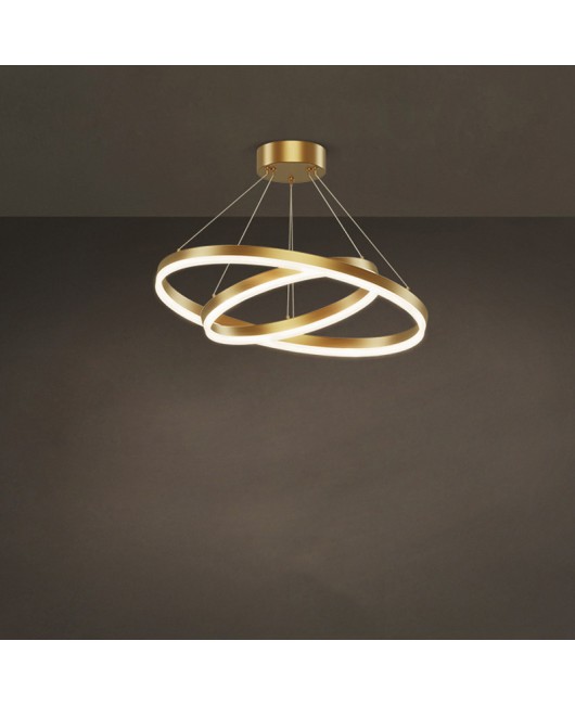 All copper Italian minimalist living room pendant light, modern minimalist and atmospheric eye protection bedroom dining room light, circular and creative lighting fixtures