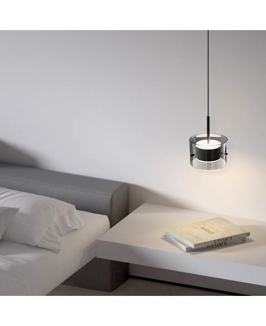 Bedroom bedside pendant light, modern Nordic minimalist Italian bar counter, dining room background wall, single head glass pendant light