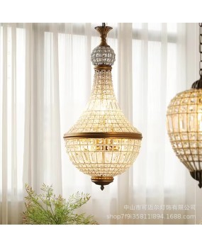 High end foreign trade hotels, American style rural lighting fixtures, beaded gold ceilings, LED luxury modern crystals