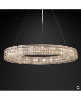 American crystal chandelier living room dining room Nordic light luxury post-modern minimalist creative villa hotel circular crystal lamp