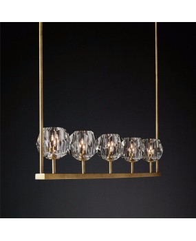 Cross border American RH restaurant rectangular personalized creative retro bar Nordic minimalist study crystal chandelier