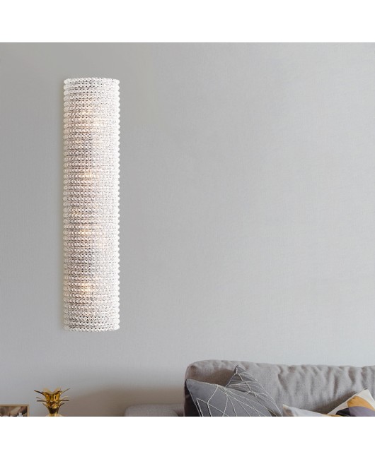 American retro long crystal wall lamp Nordic minimalist light luxury living room background wall corridor bedroom bedside lamp wall lamp