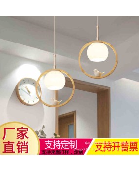 Cross border Nordic solid wood corridor pendant light, bird simple modern entrance light, creative circular corridor balcony pendant light