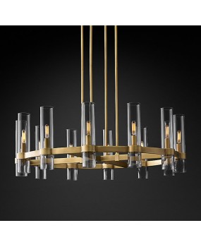 RH American retro minimalist living room Nordic personalized villa light luxury hotel club glass tube creative pendant light