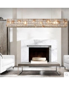 Postmodern minimalist luxury crystal chandelier, Nordic creative personality restaurant bar counter, American rectangular hanging lamp