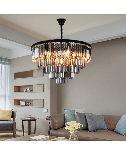 American crystal chandelier light luxury living room circular dining room light home luxury villa retro hotel engineering crystal light