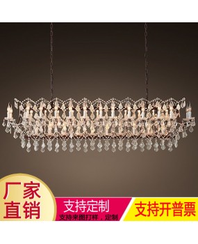 American style rural wrought iron retro chandelier restaurant bedroom study living room creative single head candle crystal engineering lighting