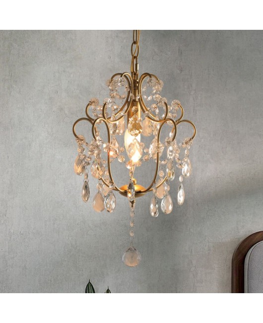 American style rural crystal lamp French restaurant entrance hall balcony bar counter staircase crystal pendant light