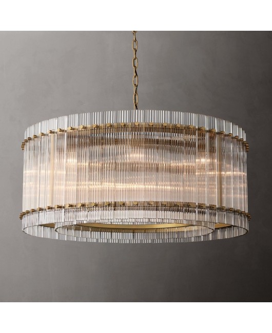 American countryside retro RH villa living room circular hall staircase creative dining room light luxury crystal hanging lamp