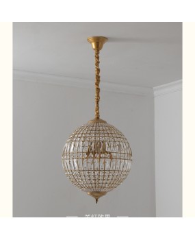 American style living room retro round ball gold atmospheric French duplex staircase bedroom room entrance garden crystal chandelier