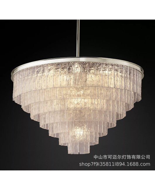 American round crystal chandelier, creative villa club, living room, dining room, bedroom, minimalist post-modern wrought iron glass lamp