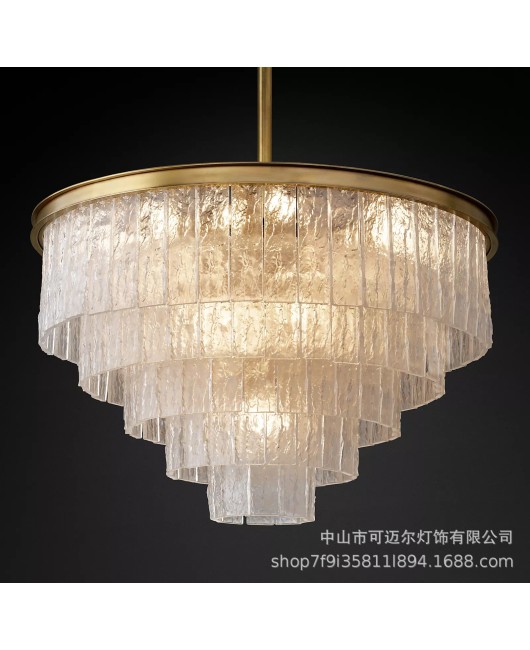 American round crystal chandelier, creative villa club, living room, dining room, bedroom, minimalist post-modern wrought iron glass lamp