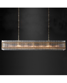 American retro light luxury restaurant bar counter Nordic creative simple living room personality atmospheric rectangular crystal chandelier