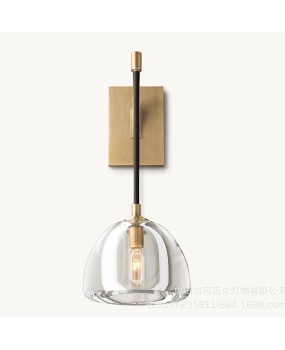 Export North American RH designer living room wall lamp, American post-modern minimalist all copper crystal bedroom bedside lamp