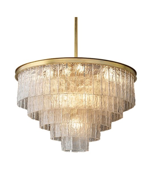 American round crystal chandelier, creative villa club, living room, dining room, bedroom, minimalist post-modern wrought iron glass lamp