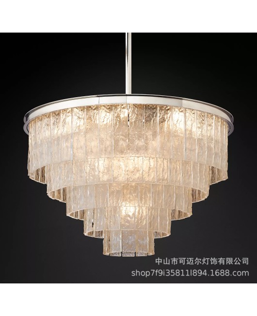 American round crystal chandelier, creative villa club, living room, dining room, bedroom, minimalist post-modern wrought iron glass lamp