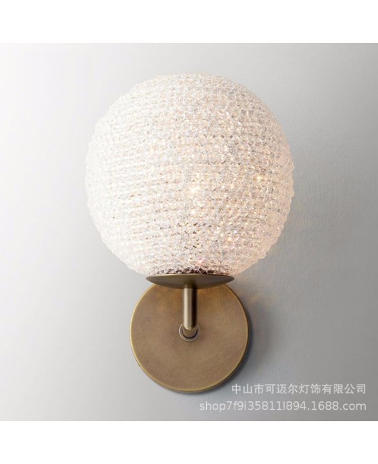 American retro living room light luxury crystal wall lamp bedroom headboard creative modern minimalist background wall corridor LED light