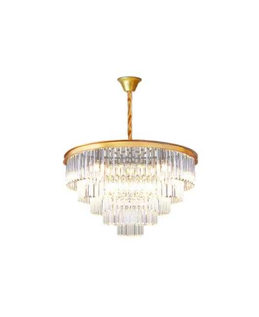 American crystal chandelier light luxury living room circular dining room light home luxury villa retro hotel engineering crystal light