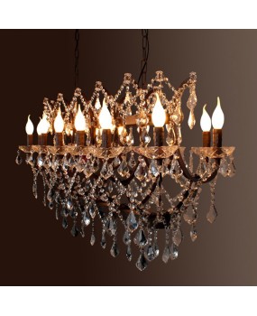 American style rural wrought iron retro chandelier restaurant bedroom study living room creative single head candle crystal engineering lighting