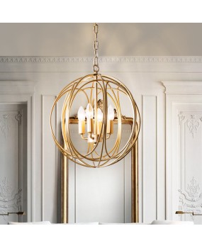 American style countryside chandelier, creative golden dressing room, bedroom light, foyer entrance, wrought iron balcony, spherical restaurant lighting