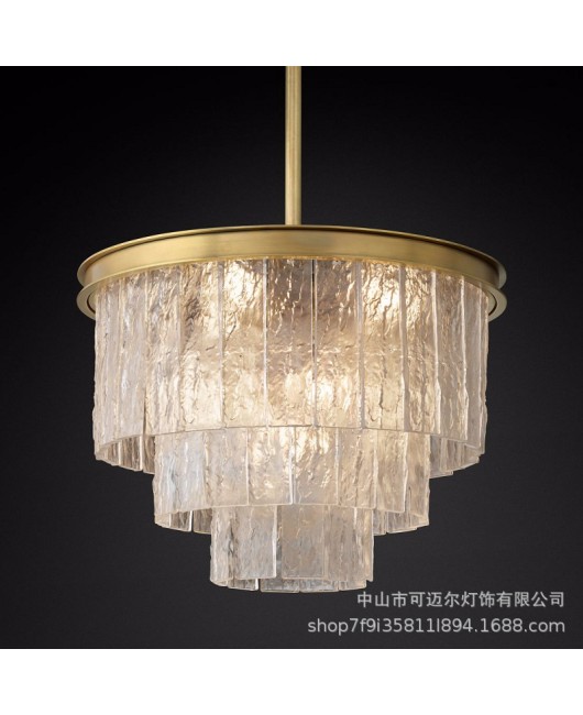 American round crystal chandelier, creative villa club, living room, dining room, bedroom, minimalist post-modern wrought iron glass lamp