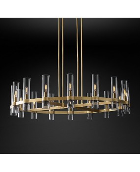 RH American retro minimalist living room Nordic personalized villa light luxury hotel club glass tube creative pendant light