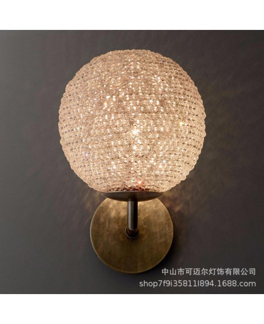 American retro living room light luxury crystal wall lamp bedroom headboard creative modern minimalist background wall corridor LED light