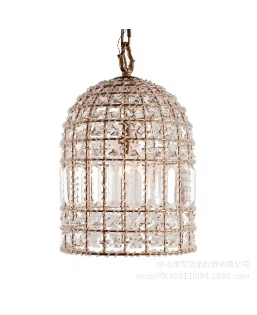 American style foreign trade hot selling birdcage crystal chandelier living room bedroom crystal kitchen single head creative home decoration chandelier