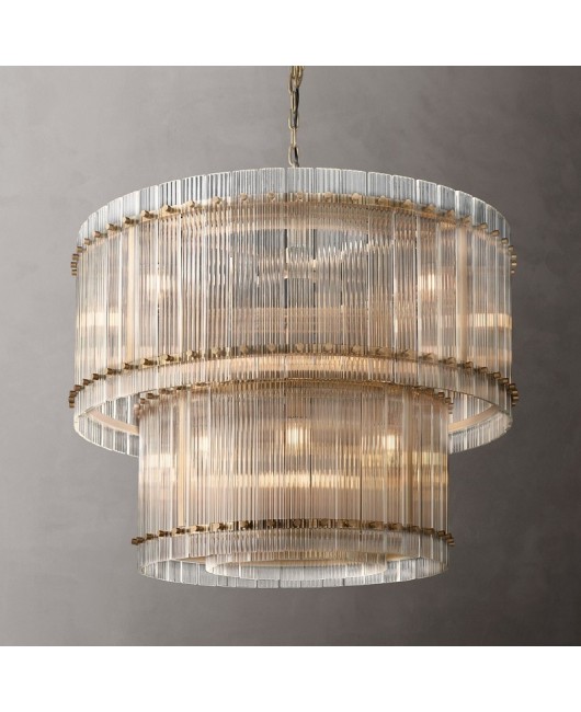 American countryside retro RH villa living room circular hall staircase creative dining room light luxury crystal hanging lamp