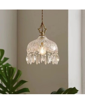 French crystal lamp, entrance small pendant light, luxurious all copper corridor light, balcony lamp, internet famous bedroom headboard pendant light