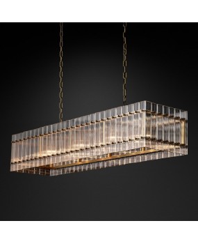 American retro light luxury restaurant bar counter Nordic creative simple living room personality atmospheric rectangular crystal chandelier