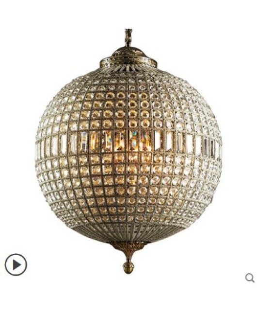 American retro globe crystal pendant light creative spherical light living room bedroom villa dining room hotel engineering pendant light