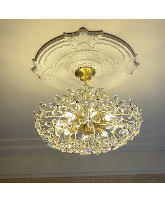 French pastoral dreamy crystal flower chandelier, American retro style bedroom, dining room, dressing room, light luxury modern lighting fixtures