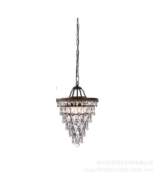 Cross border American retro droplet crystal chandelier Nordic creative minimalist wrought iron living room dining room bedroom corridor chandelier