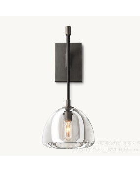 Export North American RH designer living room wall lamp, American post-modern minimalist all copper crystal bedroom bedside lamp