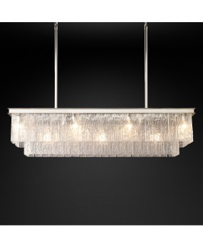 American retro minimalist living room crystal chandelier dining room rectangular crystal lamp luxurious glass sheet RH crystal chandelier