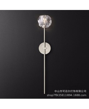 American style RH aisle bedside wall lamp, postmodern Nordic minimalist designer, villa living room hotel crystal wall lamp