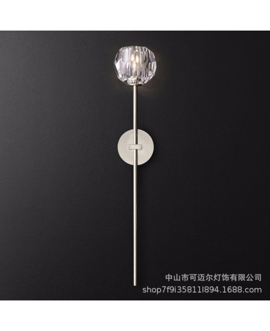 American style RH aisle bedside wall lamp, postmodern Nordic minimalist designer, villa living room hotel crystal wall lamp