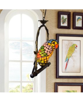 Europa Tiffany Colored Glass American Parrot Restaurant Balcony Light Bird Corridor Exhibition Hall Pendant Light