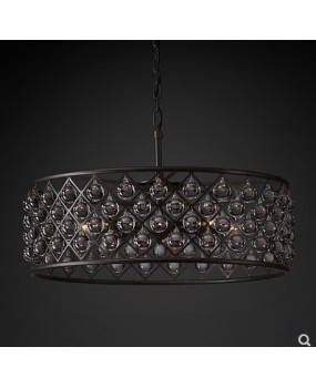 Cross border American style RH crystal chandelier, postmodern minimalist hotel living room, dining room, bedroom, villa, long circular chandelier