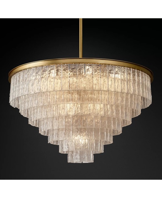 American round crystal chandelier, creative villa club, living room, dining room, bedroom, minimalist post-modern wrought iron glass lamp