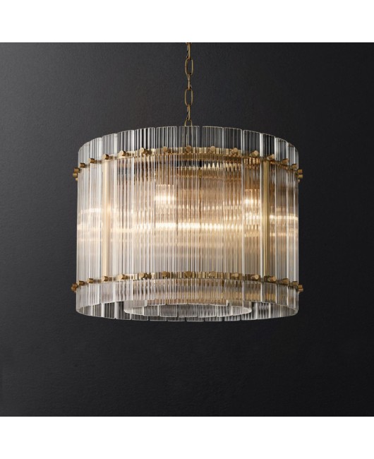 American countryside retro RH villa living room circular hall staircase creative dining room light luxury crystal hanging lamp